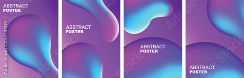 Slika na platnu Fluid abstract shapes vibrant vector illustration with gradient coloration