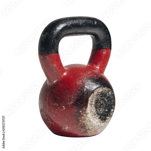 Red kettlebell weight for fitness training Isolated transparent on white background