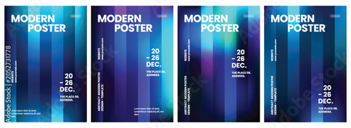 Foto Abstract posters templates showcase vibrant blue gradients with vertical light s