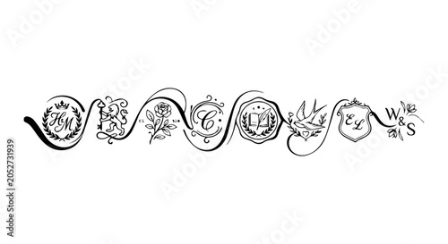 Bild auf Leinwand Zodiac icon set, outline style, white background