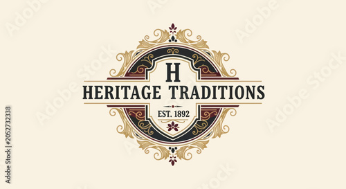 Heritage Traditions Emblem Logo Design.