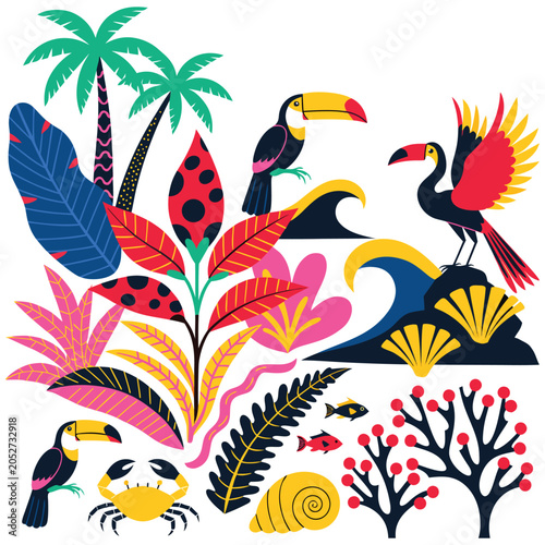 International Day of the Tropics Tropical Wildlife Nature Vector Illustration
