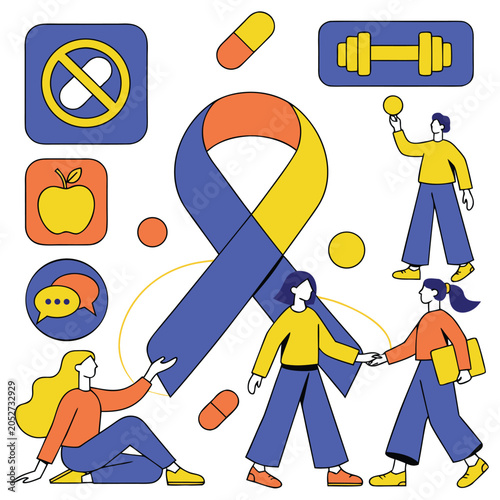 International Day Against Drug Abuse Awareness Support Vector Illustration