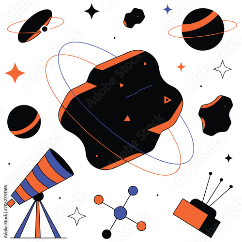 International Asteroid Day Space Science Astronomy Vector Illustration