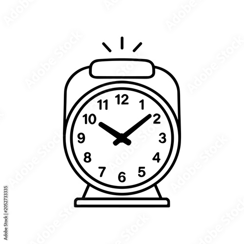 Fotografie Simple Black Line Alarm Clock Icon.