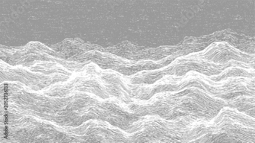 Photography Abstract topographic map texture with undulating gray and white lines background