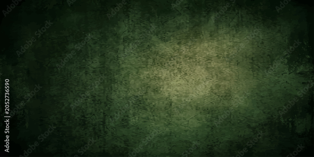 Fototapeta premium An empty aged green grunge background with a dark textured concrete wall pattern for a vintage paper backdrop