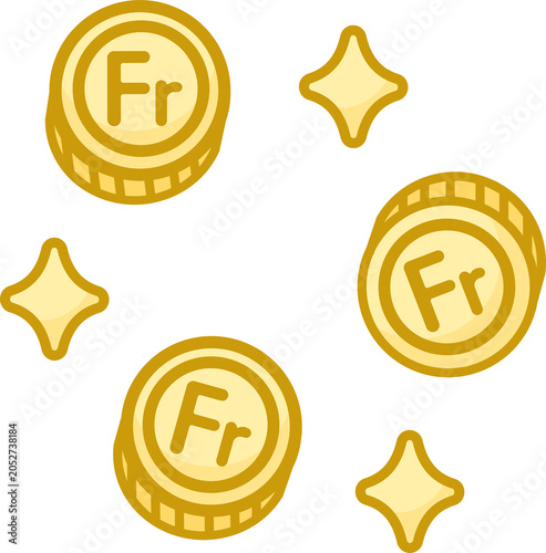 Cuadro en lienzo Sparkling gold Swiss Franc Fr coins
