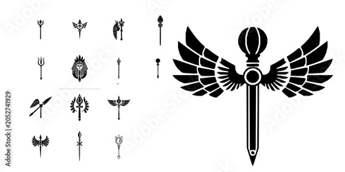 Foto Osiris Scepter Egyptian Mythology Icon Minimal Black Flat Vector Modern UI Desig