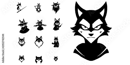Tablou pe pânză Loki Trickster Norse Mythology Icon Minimal Black Flat Vector Modern UI Design
