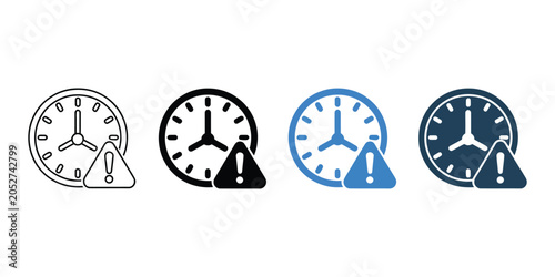 Foto Deadline Alert Icon Vector Set Multiple Style Design Featuring Clock Warning Mis