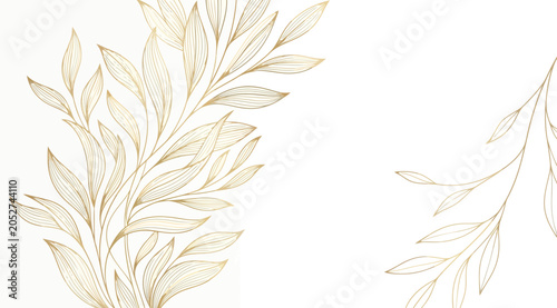 Obraz na plátně Elegant gold botanical branch illustration