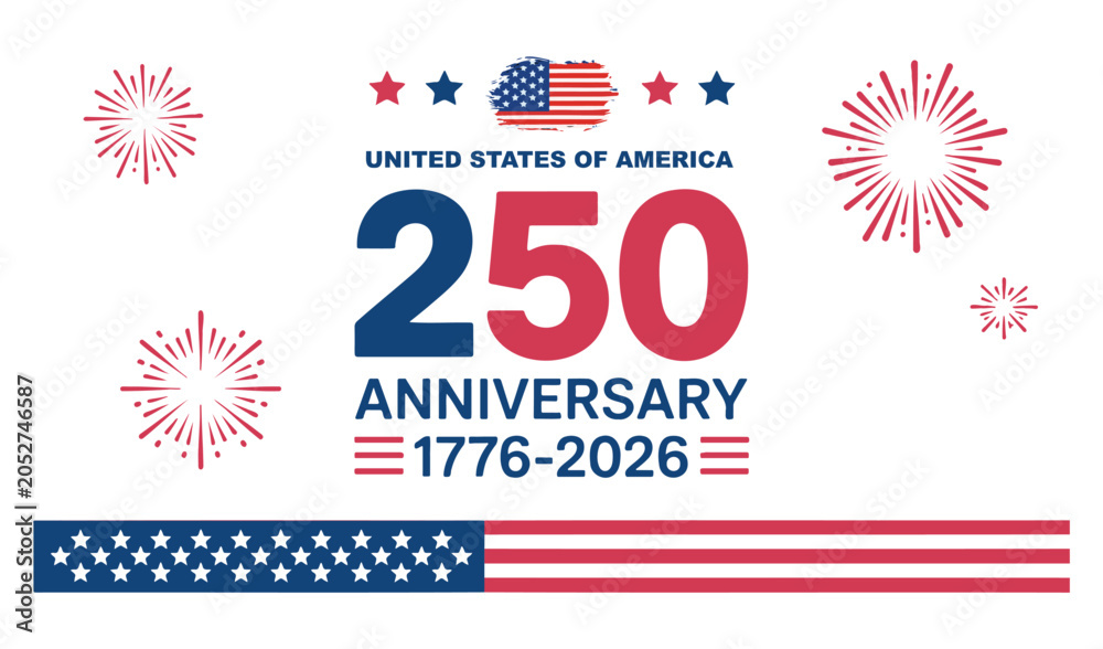 Obraz premium USA 250th Anniversary Celebration Fireworks On a White background