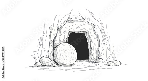 Fotografía Empty Tomb of Jesus Christ Sketch.