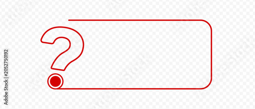 Red question mark with blank text box frame for copy space. FAQ concept illustration