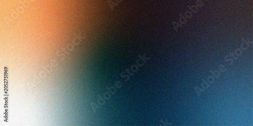 Abstract dark blue and orange gradient background with grainy noise texture for modern digital design