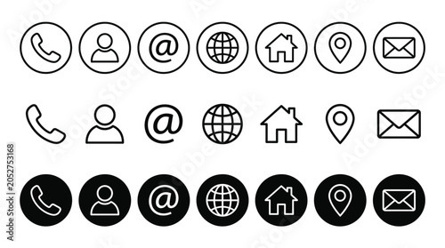 Photos Contact us icon set