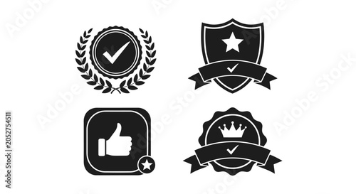 Collection Of Quality Seals And Approval Badges Black Silhouette badge