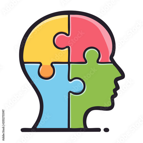 Colorful puzzle head icon