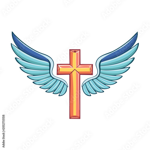 Cross with wings illustration