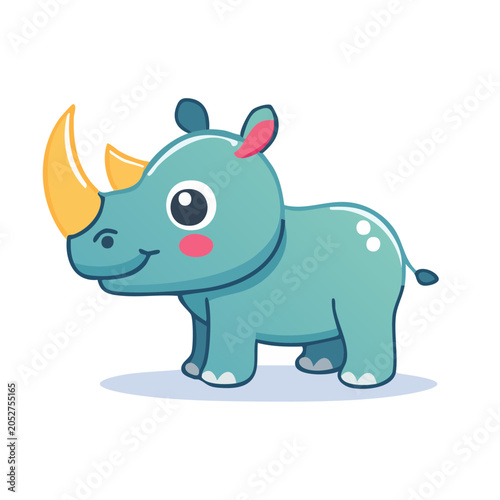 Cute cartoon rhino illustration