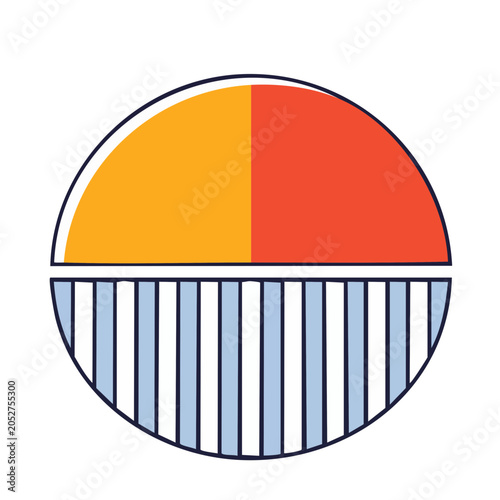 Flat design pie chart with yellow, red, and gray sections