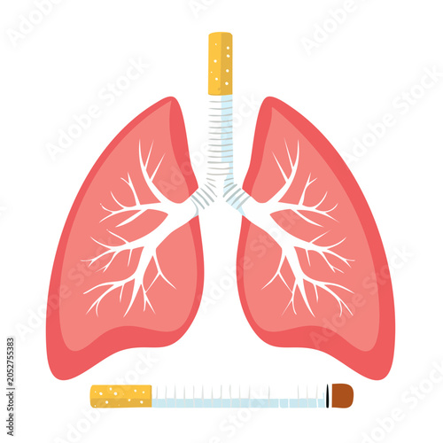Illustration of lungs with cigarette and syringe