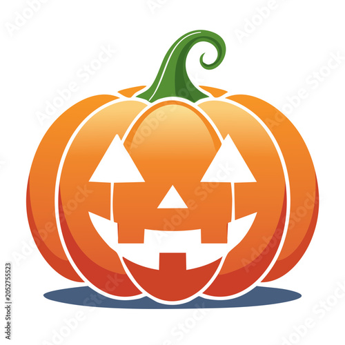 Orange pumpkin with carved face on transparent background