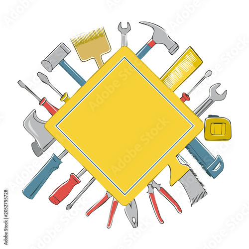 Set of construction tools in flat design style