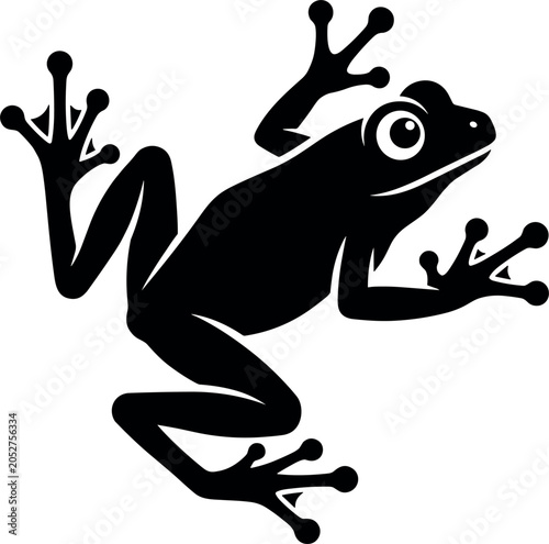 Quadro em tela Frog Silhouette Vector Illustration with Stylized Climbing Tree Frog Design for