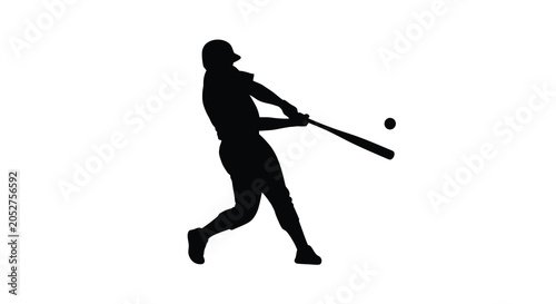 Принти на полотні Baseball player silhouette against a white background dynamic sports action illu