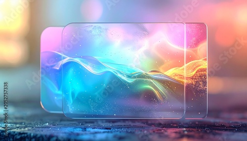 Translucent Glass Panels with Pastel Gradient Glow