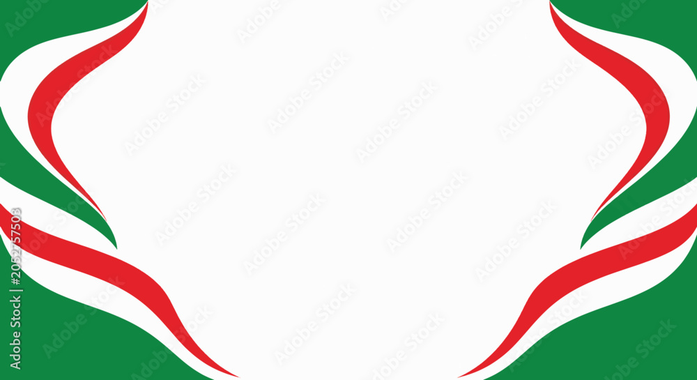 Fototapeta premium Abstract green red and white wavy border frame presentation background