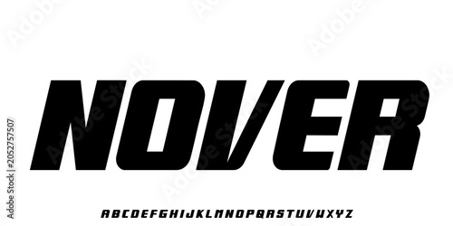 Cuadro en lienzo Modern bold font alphabet, italic Uppercase and number, design for technology, U