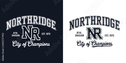Northridge city of champions vintage varsity style logo graphic design
