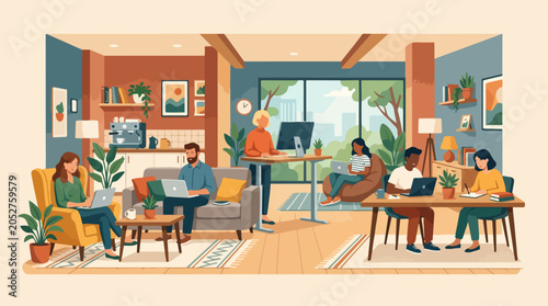 Flexible workspace arrangement with people working