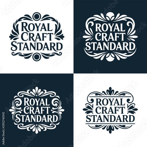 Εκτύπωση καμβά Four elegant vintage royal craft standard logo designs on backgrounds
