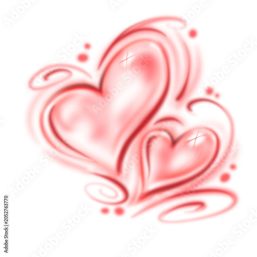 Airbrush Grainy Valentine day Vintage love background design hand drawn style, blurry grain suitable for t-shirt and apply your lettering name, isolated on white background Y2k and bootleg scene.