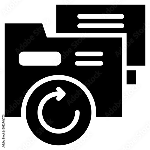 renew refresh reboot data file storage folder solid glyph icon