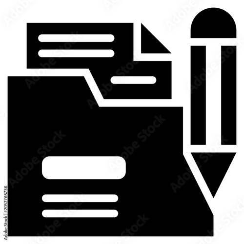 writing document sheet paper file folder solid glyph icon
