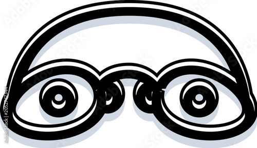 Foto Cartoon pair of eyes with a stylized line art appearance, expressing curiosity a