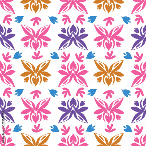 Seamless floral pattern, cute ditsy print with small pink flowers, leaves on purple background. Pretty botanical design for fabric, paper and other surfaces. Vector illustration.