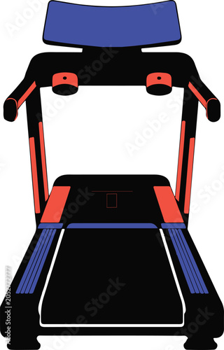 Front View Modern Electric Treadmill Fitness Machine Vector Illustration Isolated on White Background
