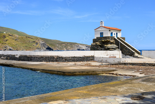 Chapel of Panagia Thalassini in Chora on the island of Andros. Cyclades, Greece