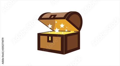 Schilderij op canvas Treasure Chest Filled With Glowing Stars and Light.