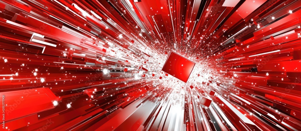 Naklejka premium Red Abstract Geometric Tunnel