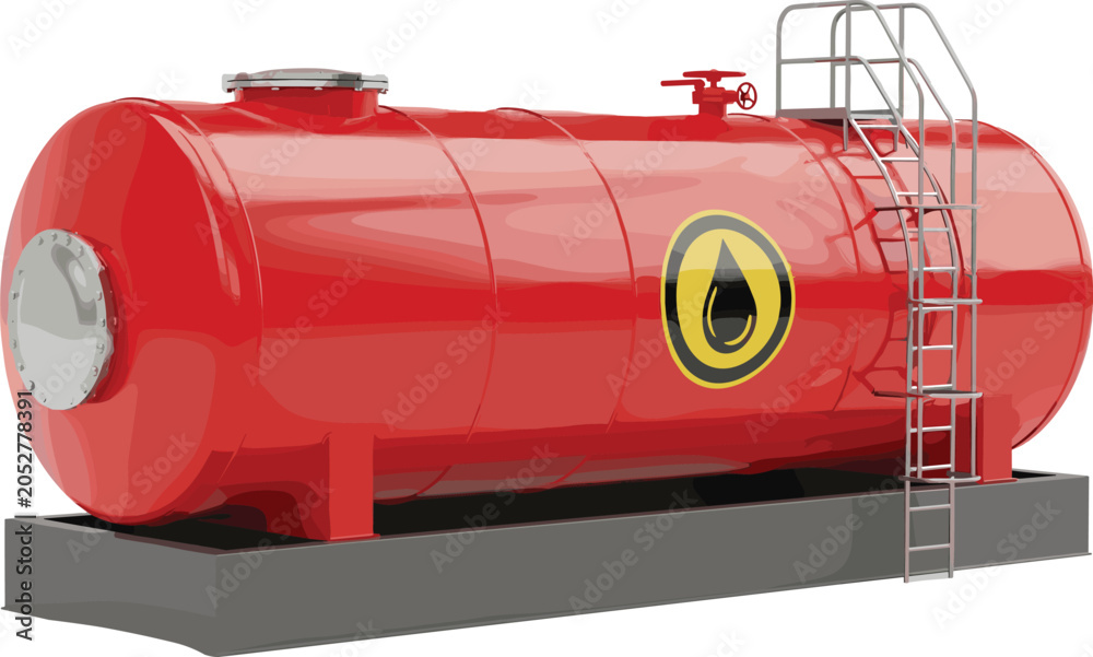 Naklejka premium Industrial fuel storage tank with access ladder petroleum containment system and energy infrastructure equipment