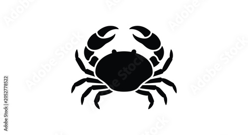 фотографія A black crab silhouette against a white background a simple marine animal repres