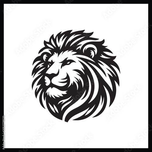 Photography Lion head vector silhouette icon tribal animal logo design powerful wild cat ill