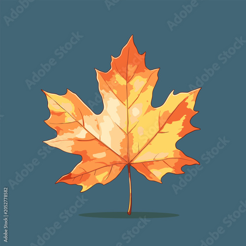 Vibrant orange autumn maple leaf illustration
